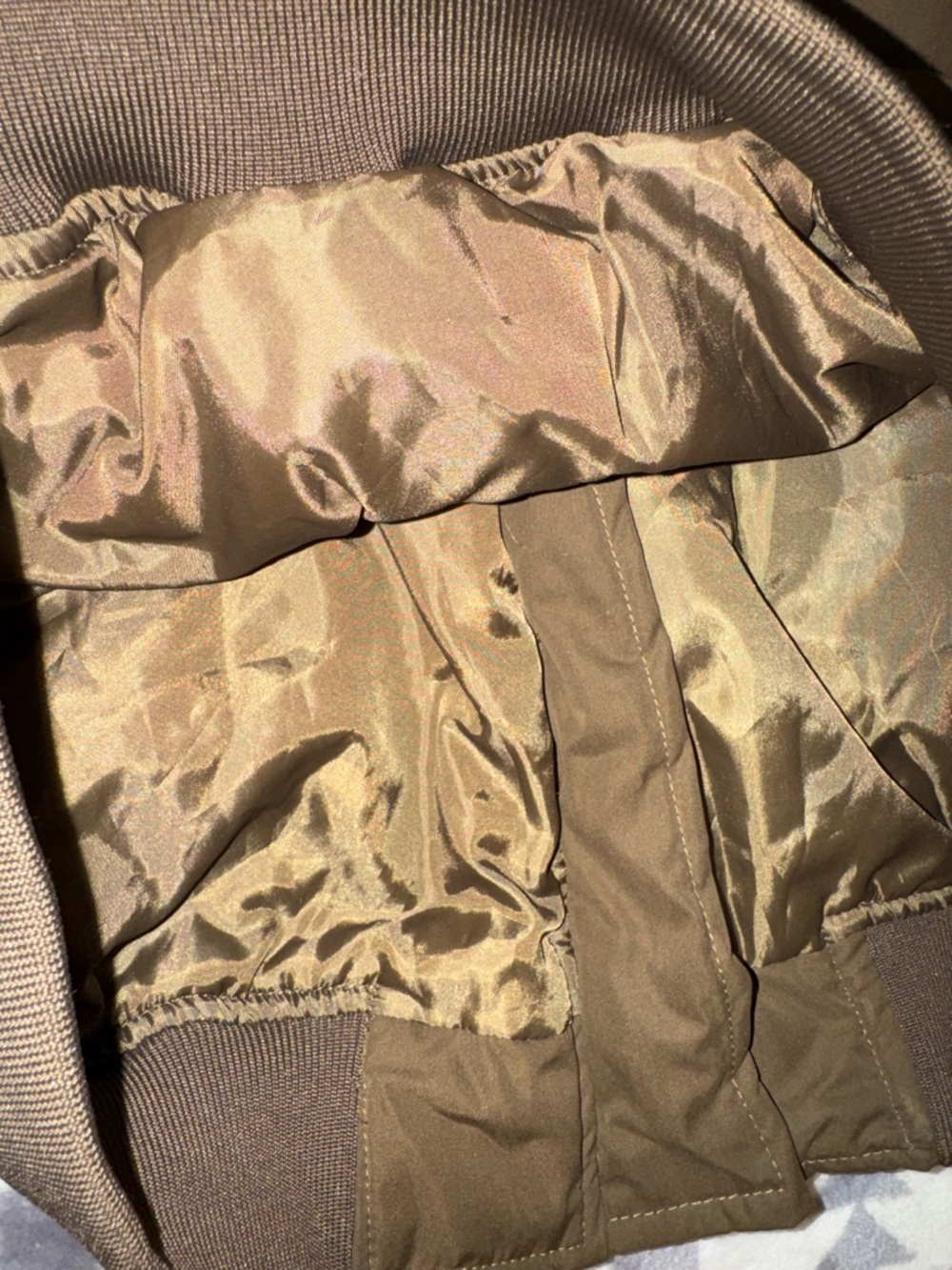 Brown Bomber Jacket by Orange Creek with Gold Tone Zipper - Picture 8 of 8
